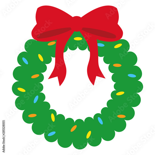 Vector cartoon cute christmas wreath isolated