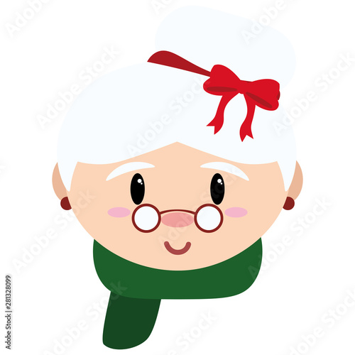 Vector cartoon cute mrs claus isolated