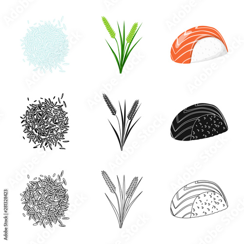 Vector design of crop and ecological logo. Collection of crop and cooking stock vector illustration.