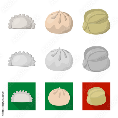 Vector illustration of products and cooking icon. Set of products and appetizer stock symbol for web.