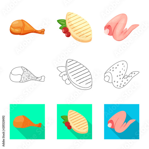 Isolated object of product and poultry icon. Collection of product and agriculture stock symbol for web.