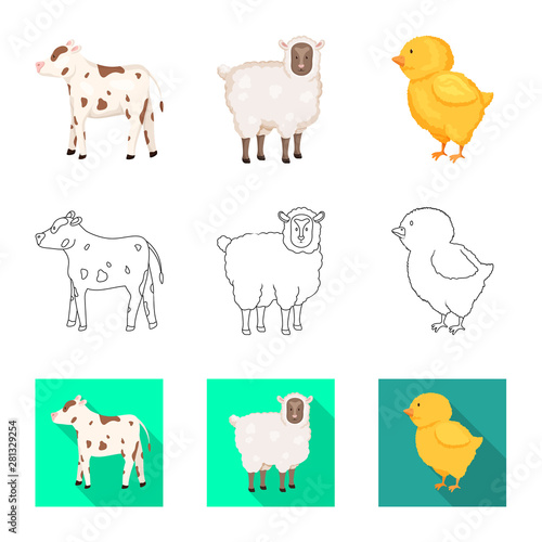 Fototapeta Naklejka Na Ścianę i Meble -  Vector illustration of breeding and kitchen icon. Set of breeding and organic stock symbol for web.