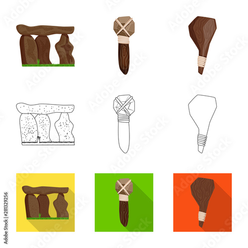 Vector design of evolution and prehistory symbol. Collection of evolution and development stock symbol for web.