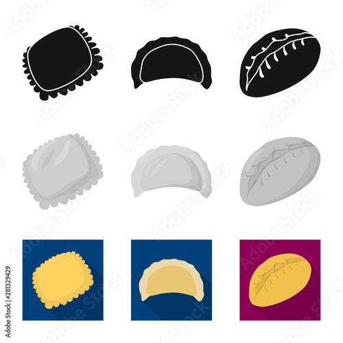 Vector illustration of products and cooking logo. Set of products and appetizer stock vector illustration.