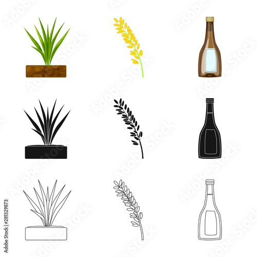 Vector design of crop and ecological symbol. Set of crop and cooking stock vector illustration.