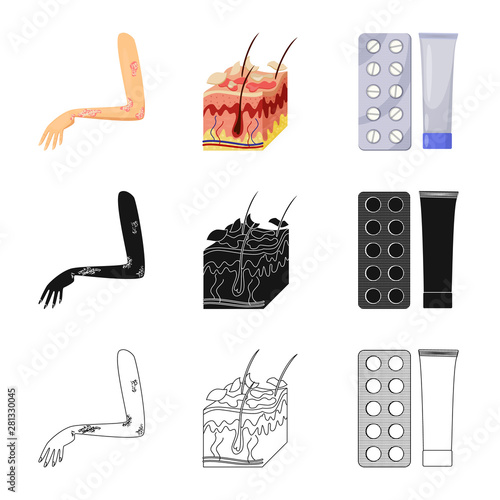 Isolated object of medical and pain symbol. Set of medical and disease stock vector illustration.