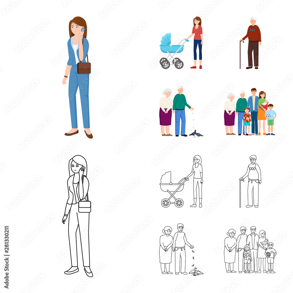 Isolated object of character and avatar logo. Set of character and portrait stock vector illustration. Isolated object of character and avatar logo. Set of character and portrait stock vector illustration.