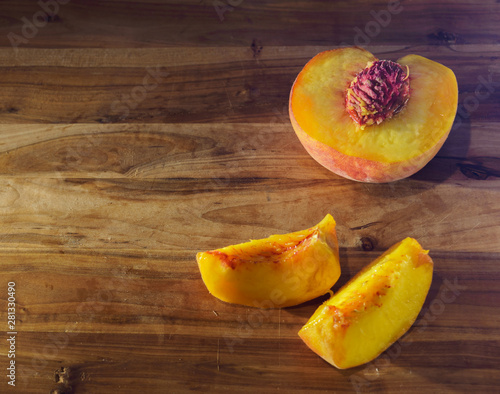 juicy slices of ripe peach