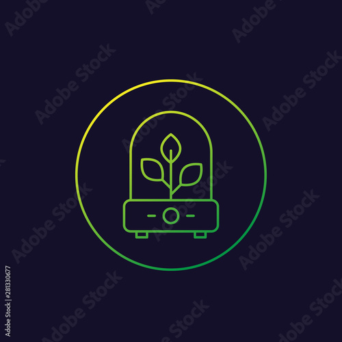 incubator with plant vector linear icon photo