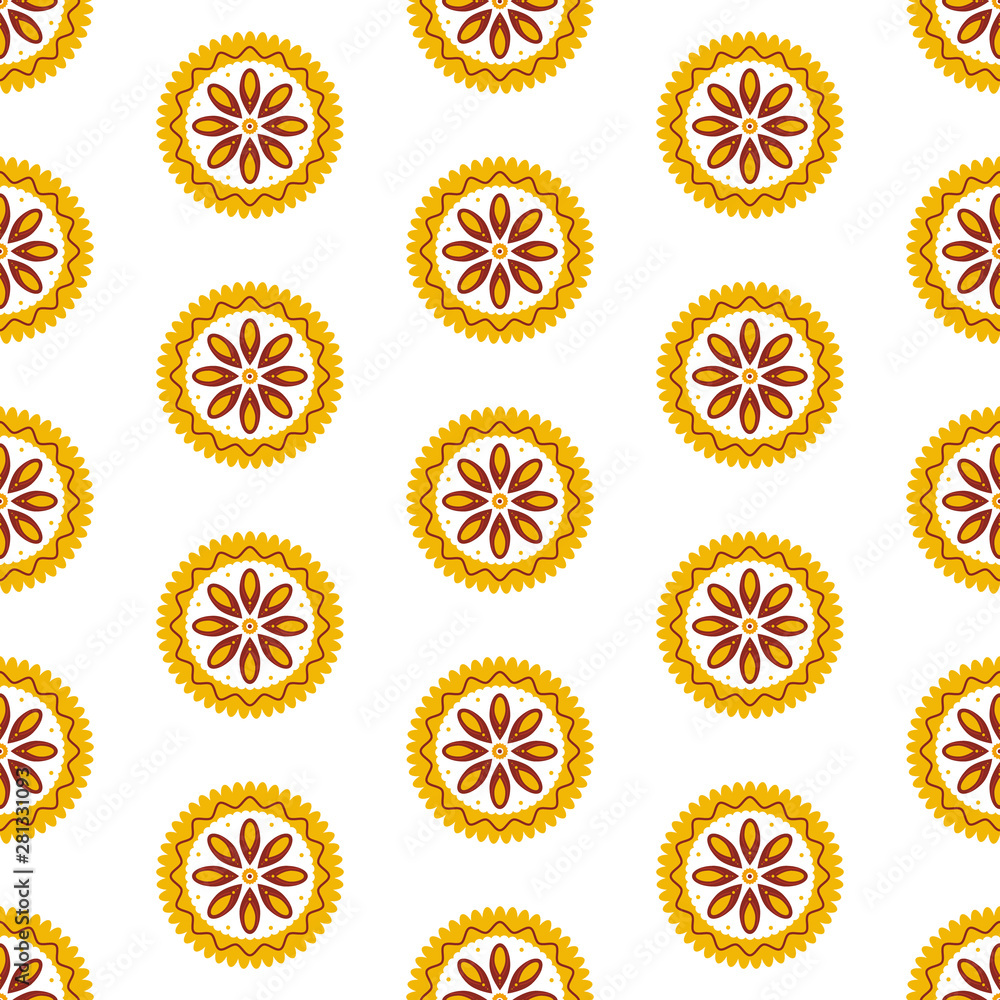 Scandinavian pattern with ethnic ornament. Summer and sunny vector illustration