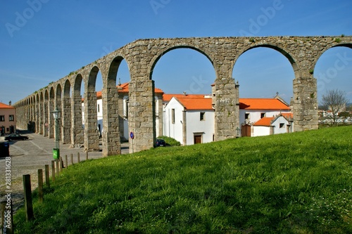 Medieval aqueduct in Vila do Conde, Portugal © Vector