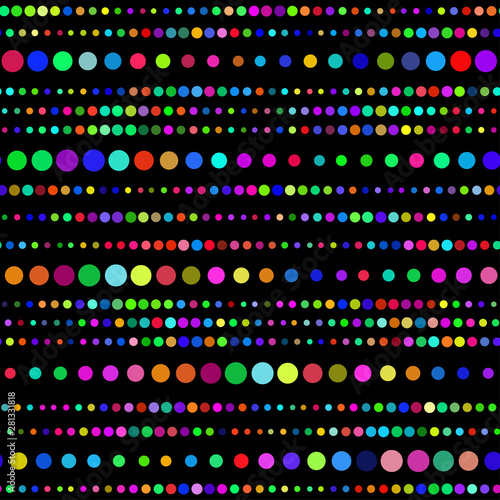 Seamless geometric psychedelic pattern with circles. Graphic stripes with horisontal direction. Vector illustration