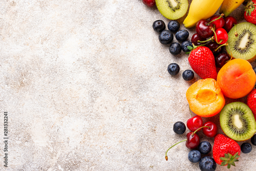 Fruits and berries summer background Fruits and berries summer background