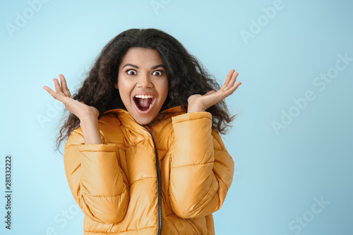 Portrait of excited African...