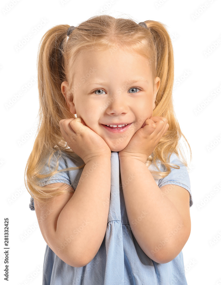 Portrait of adorable little girl on white background Portrait of adorable little girl on white background