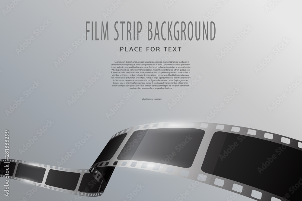 Movie film reel or film stripe isolated on white background. Black cinema  film strip with different