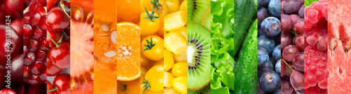Background of fruits, vegetables and berries