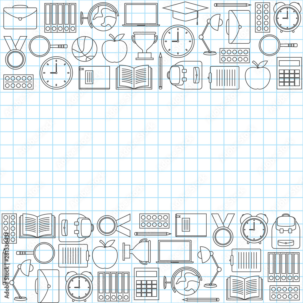 Back to school doodles on white background, vector illustration Back to school doodles on white background, vector illustration