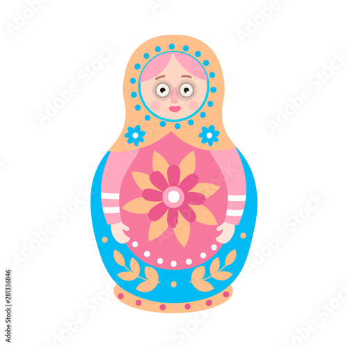 Traditional ethnic russian nesting doll, flower design
