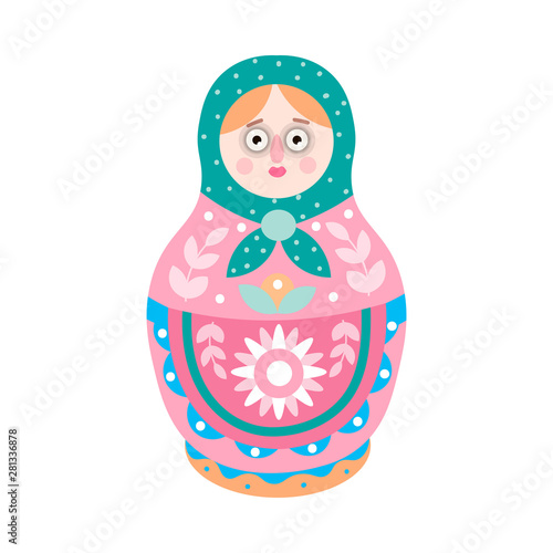 Culture ethnic colorful nesting doll with flower design