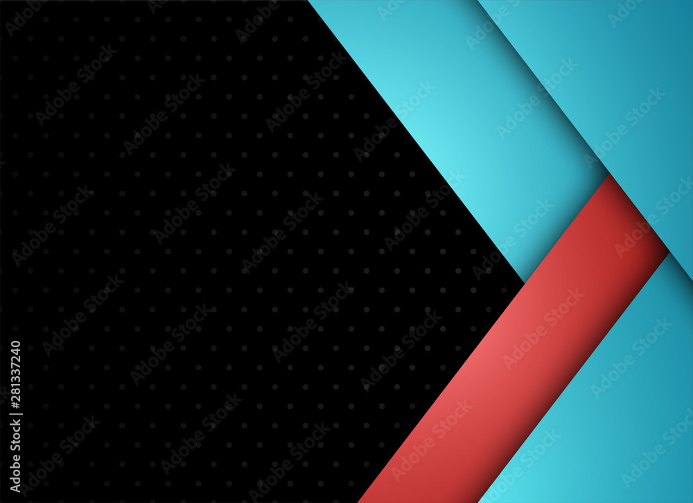 Blue and red geometric and overlap layer on gray background, vector illustration