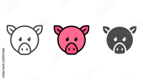 Pig head vector icon sign symbol