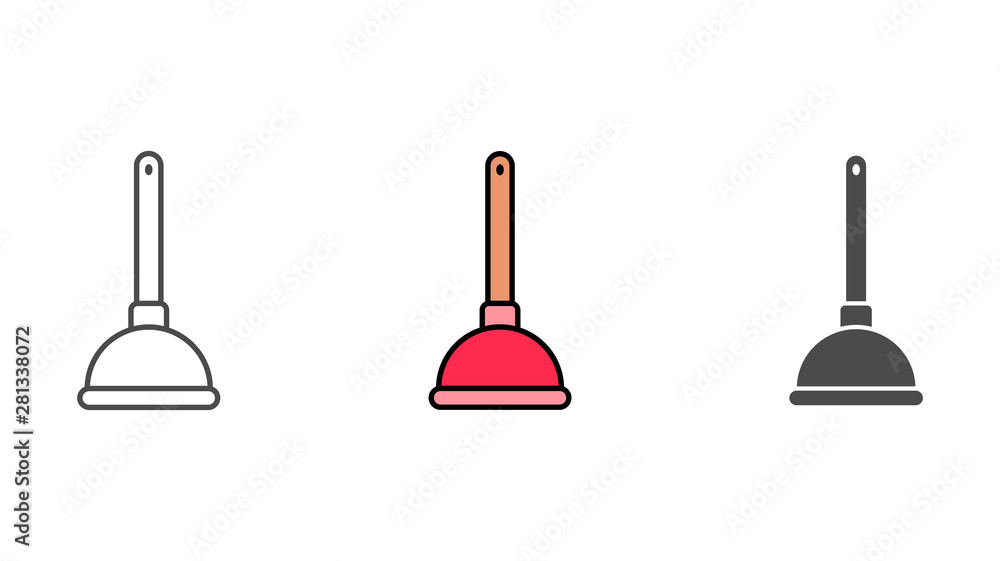 Naklejka premium Plunger vector icon sign symbol