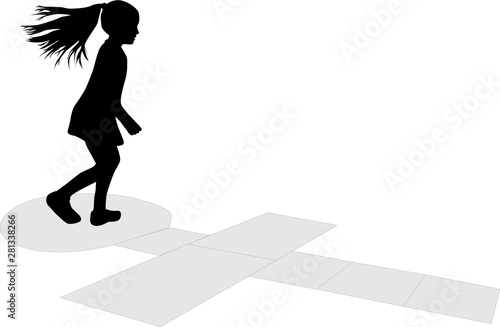 Silhouette of children . Hopscotch.