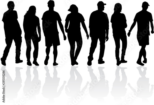 Group of people. Crowd of people silhouettes.