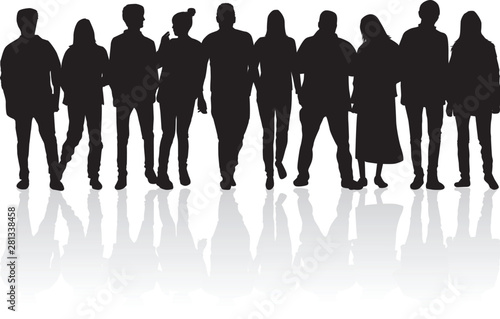 Group of people. Crowd of people silhouettes.
