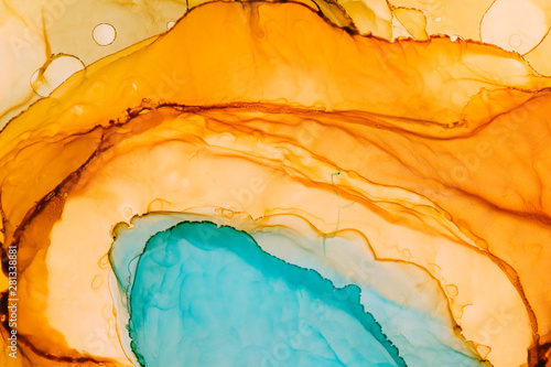 Orange and turquoise watercolor texture background