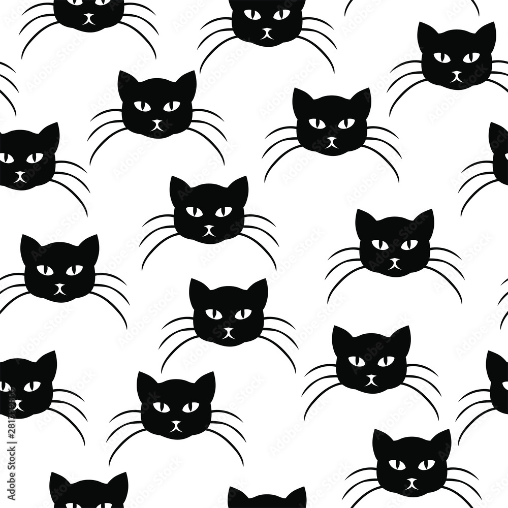 Fototapeta premium Vector illustrations of cartoons cat muzzle pattern seamless