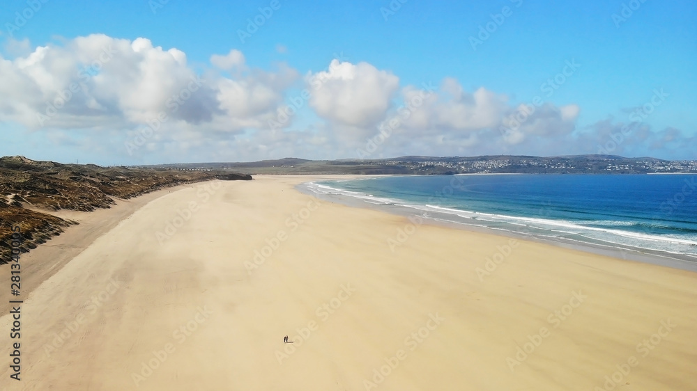 Aerial view of Hayle beach, Cornwall, England Aerial view of Hayle beach, Cornwall, England