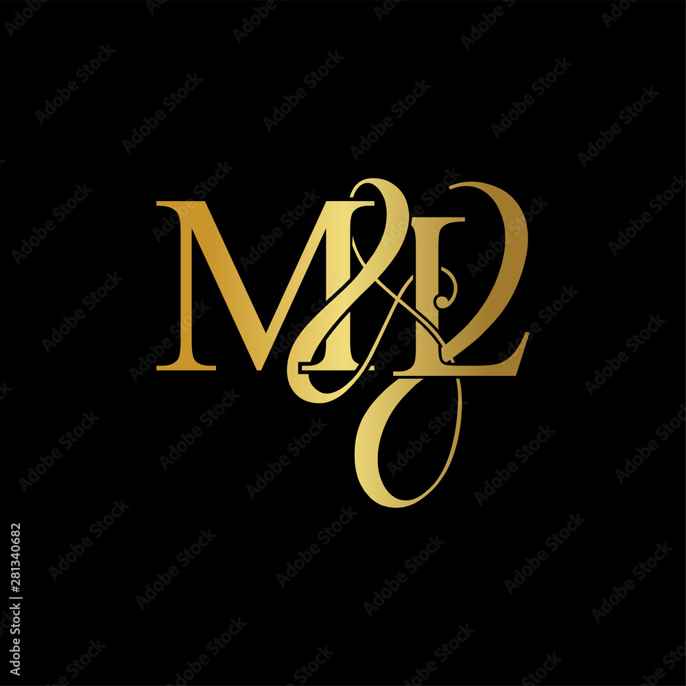 Initial letter M & L ML luxury art vector mark logo, gold color on ...