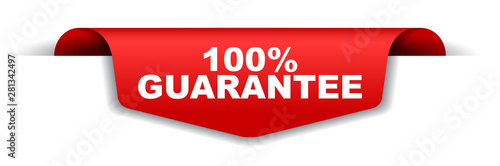 red vector banner 100% guarantee
