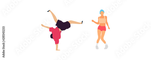 Crowd of young people dancing at club. Big set of characters having fun at party. Flat colorful vector illustration. - Vector