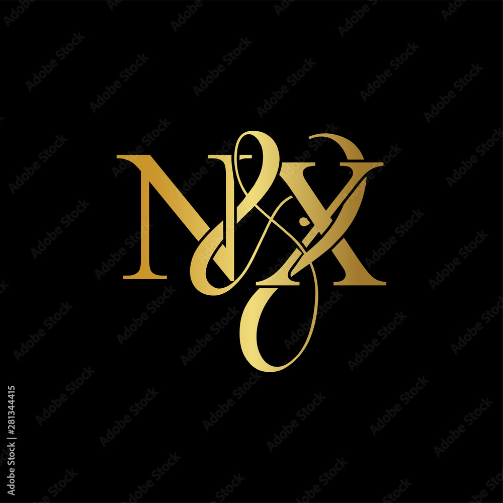 Initial letter N & X NX luxury art vector mark logo, gold color on black background. Initial letter N & X NX luxury art vector mark logo, gold color on black background.