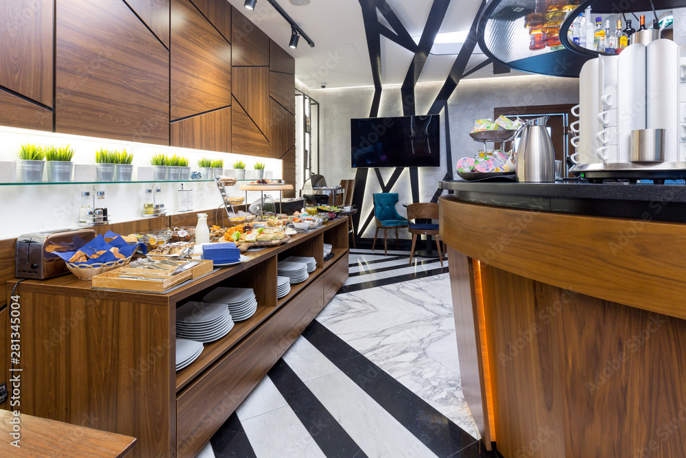 Buffet table, breakfast in hotel restaurant Buffet table, breakfast in hotel restaurant