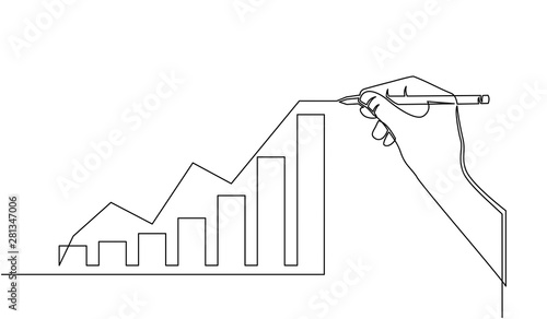 continuous line of businessman drawing graph growing. Design Illustration of the concept of business success through growth graph. Investor. Profit Stock Market. Business concept.