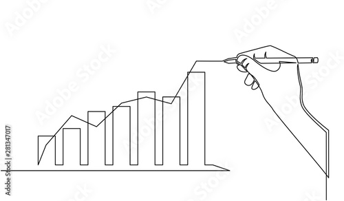 continuous line of businessman drawing graph growing. Design Illustration of the concept of business success through growth graph. Investor. Profit Stock Market. Business concept.