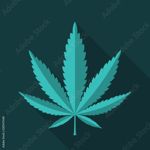 Cannabis marijuana leaf plant medical hemp flat design icon symbol