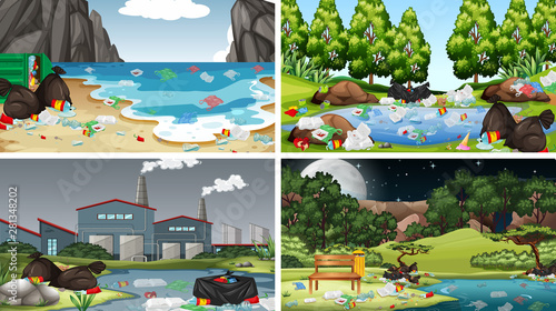 Set of polluted scenes
