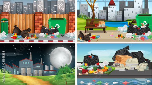 Set of polluted scenes
