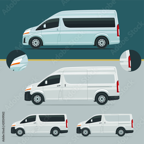 Luxury Passenger and Courier Van Illustration Vector 