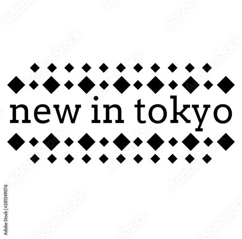 NEW IN TOKYO stamp on white background
