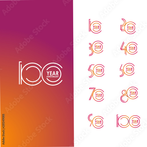 100 Year Anniversary Set Celebration Vector Template Design Illustration