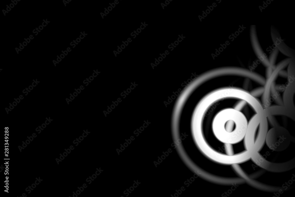 Light white sound waves oscillating with circle ring, abstract background Light white sound waves oscillating with circle ring, abstract background