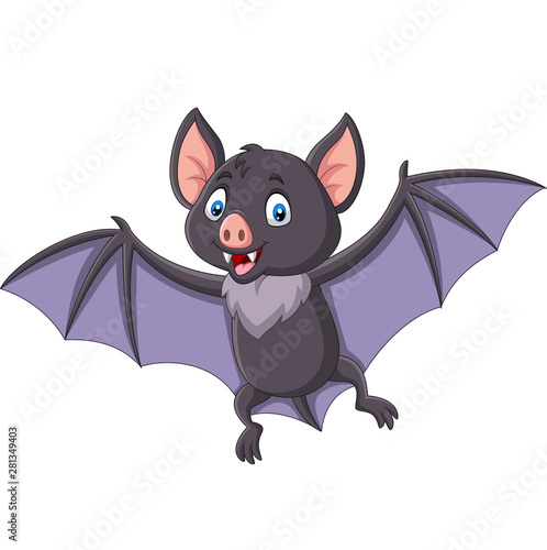 Cartoon bat flying isolated on white background Fototapete