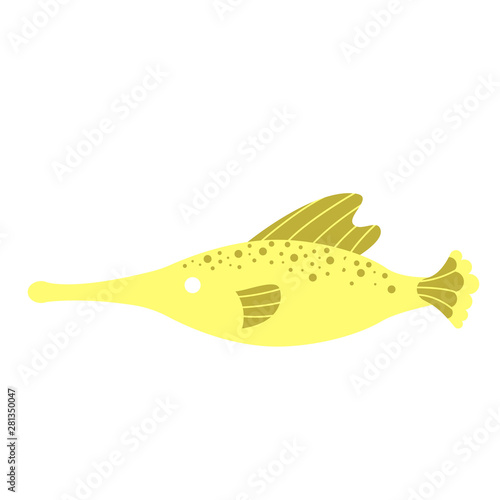 Yellow fish simple illustration on white background