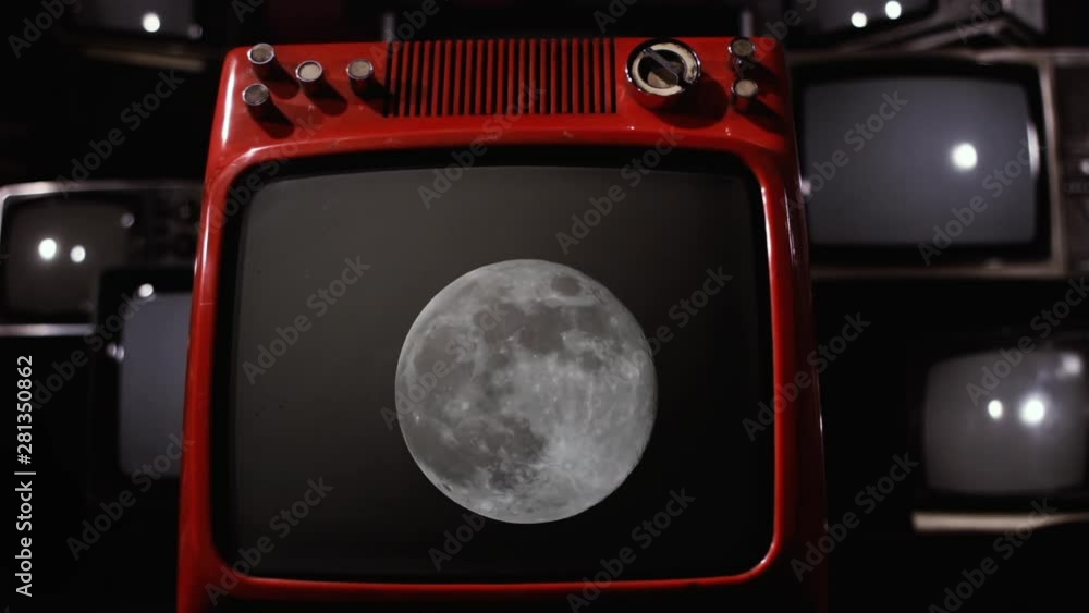 Moonset from ISS on a Retro TV. Elements of this image furnished by NASA. Moonset from ISS on a Retro TV. Elements of this image furnished by NASA.